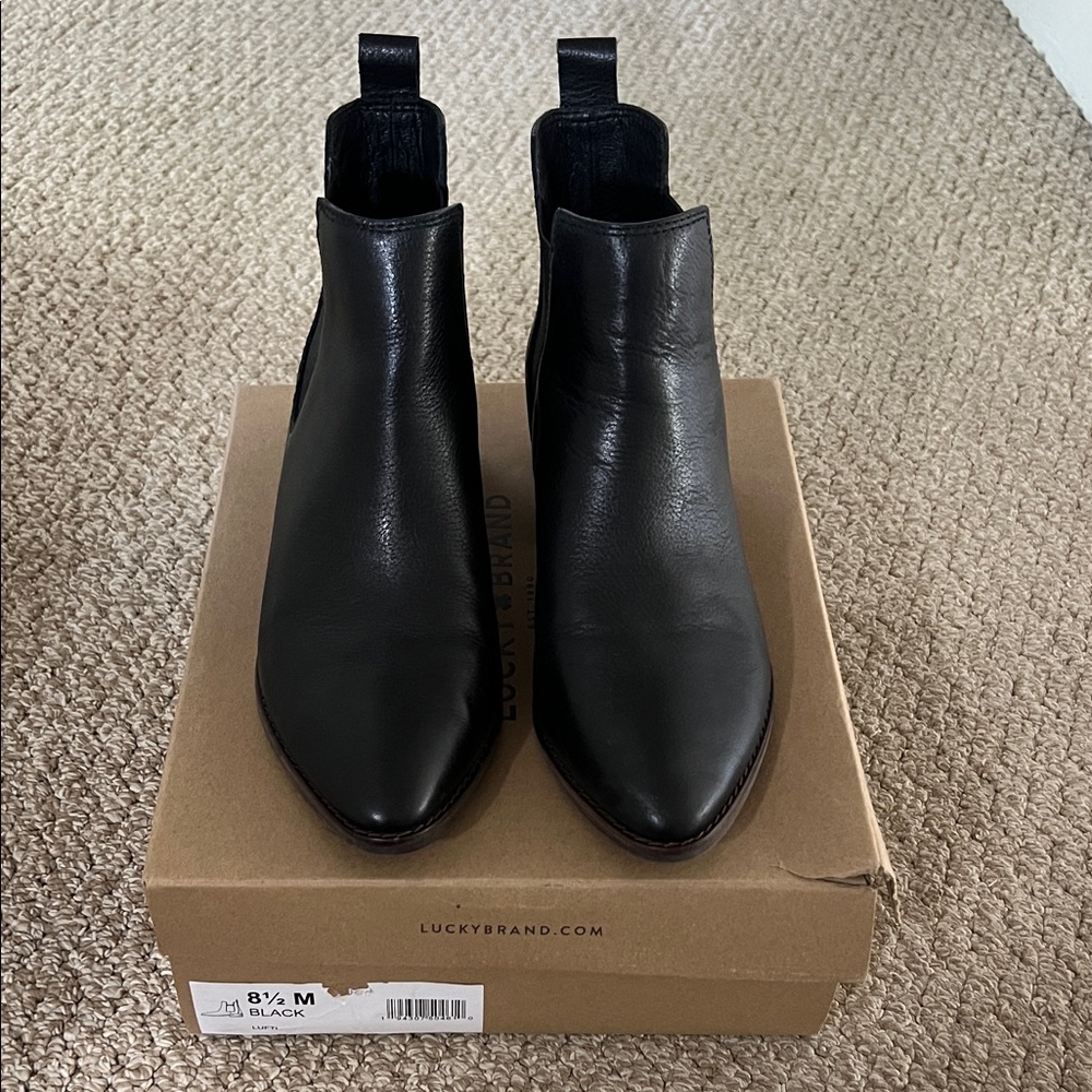 Lucky Brand Black Leather Chelsea Boots